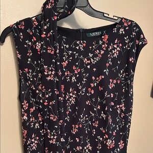 Ralph Lauren Black and Red Floral Dress wit scarf